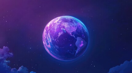 Obraz premium A planet covered entirely in massive glowing lakes, reflecting an aurora-filled sky