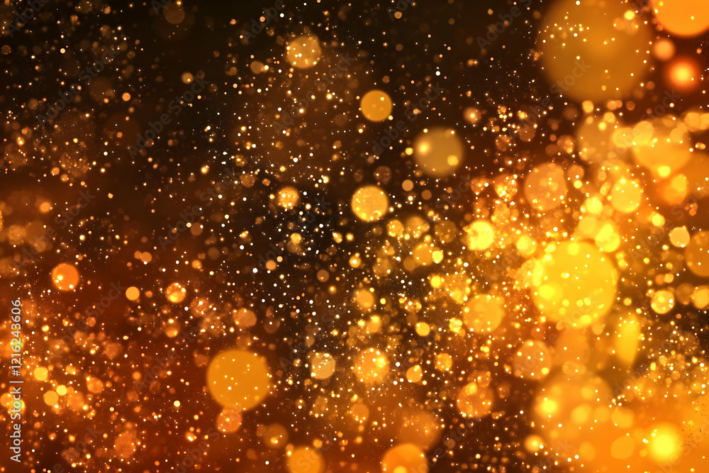 Poster golden bokeh lights abstract background sparkles elegantly in festive display
