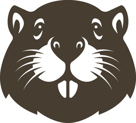 Cute beaver head icon on white background vector illustration
