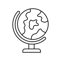 Globe  line icon with white background vector stock illustration