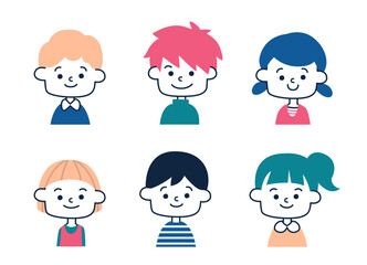 子供の表情イラストセット　笑顔