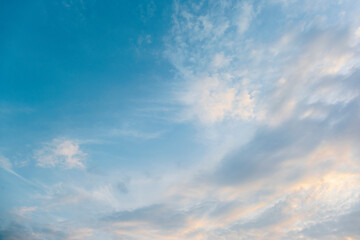 Obraz premium Summer blue sky cloud gradient light white background. Beauty clear cloudy in sunshine calm bright winter air bacground. Gloomy vivid cyan landscape in environment day horizon skyline view spring wind