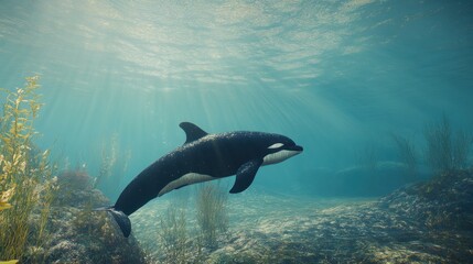 Killer Whale Swimming Underwater