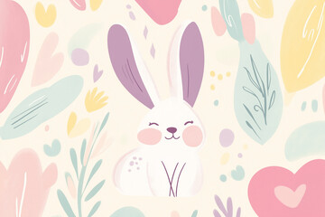 ウサちゃん, ウサちゃん, manga, イースター, イラスト, 動物, ベクター, 赤ちゃん, 愛, ピンク, 野ウサギ, ハート, かわいい, 文科系, 休日, お気に入りの, カード, 楽しい, くじ引き, デザイン, 模様, ひとそろい, バレンタイン, とぶ, シームレス