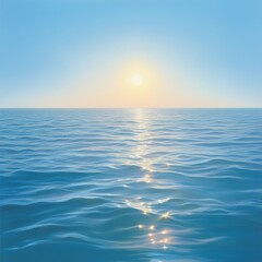 Obraz premium Serene Sunset over Calm Ocean.