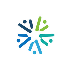 Abstract People Group Letter V A Logo. Community Social and Together Symbol. Five Human Unity Vector Element Design Template.