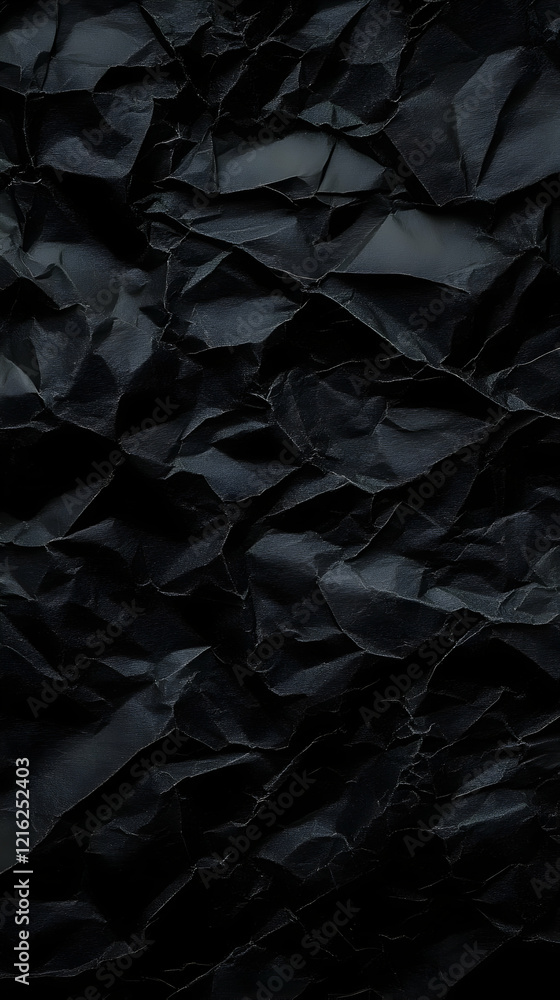 Poster dark crumpled paper texture creates a dramatic and textured background for design projects