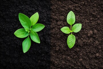 Naklejka premium Comparative Analysis of Soil Health: Contaminated vs. Balanced Ecosystems