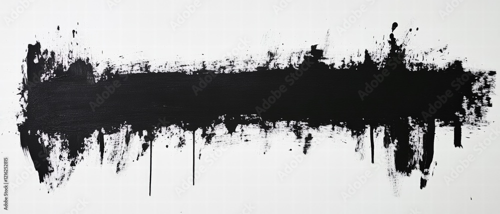 Aufkleber black paint texture on white canvas, abstract design featuring splashes and drips, suitable for back