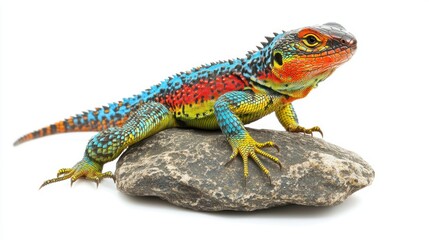 Naklejka premium Colorful Lizard on Rock