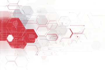 Obraz premium Abstract red and white hexagonal tech background.