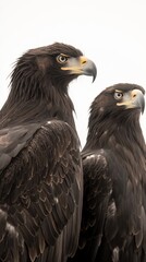 Obraz premium Majestic Eagles with Striking Feathers Against Soft Background
