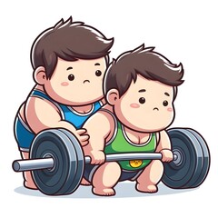 children with a dumbbell