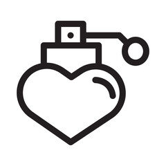 Line icon of a heart-shaped perfume bottle with a minimalist design.