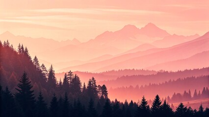 Pink Mountain Majesty: A Serene Sunset Landscape