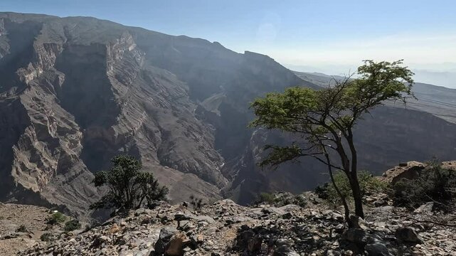 Jebel Shams Balcony Walk path. Balcony Trail in Jebel Shams, Oman. Best to view the gorgeous cliffs.