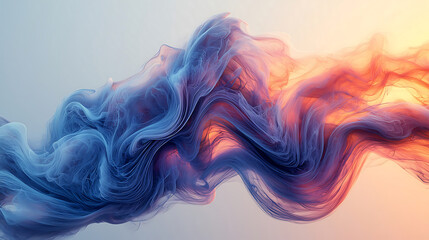 Obraz premium Fluid ink waves with soft transitions between light colors create serene atmosphere
