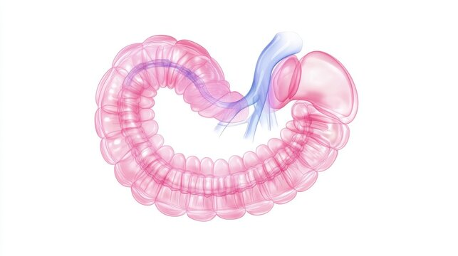 Human Small Intestine Anatomy Illustration.
