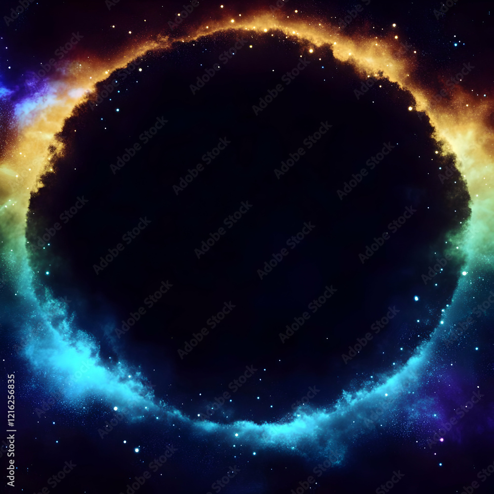 Aufkleber cosmic void surrounded by colorful nebulae and stars in deep space background