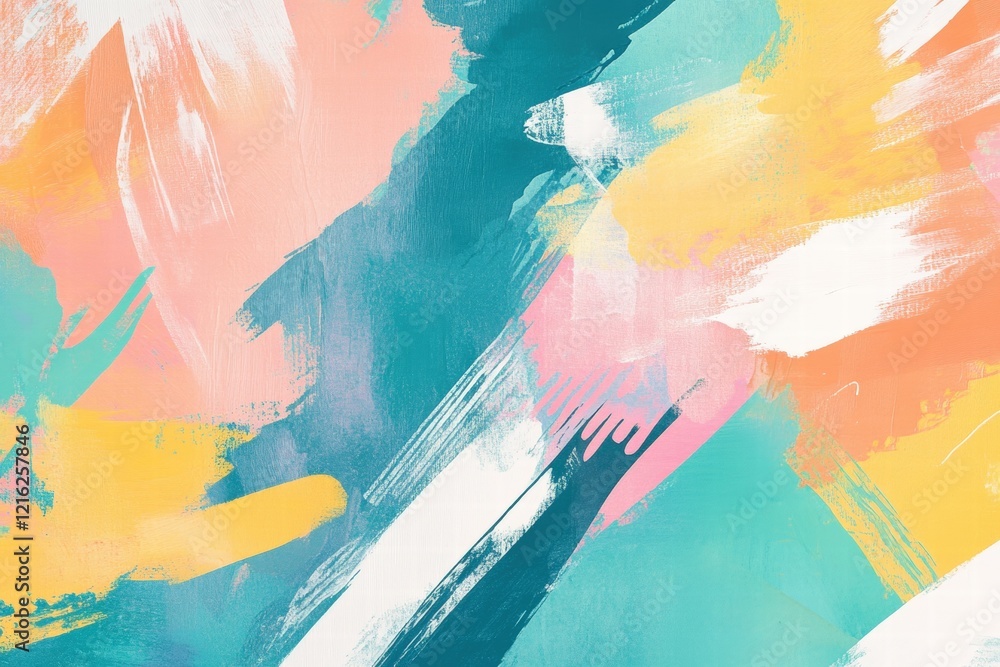 Poster abstract art with vibrant colors and dynamic brush strokes creating a modern design, perfect for bac