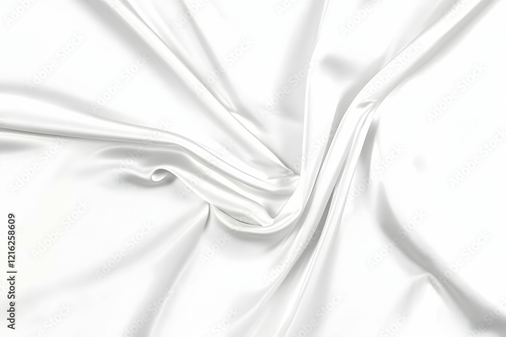 Poster smooth elegant white satin fabric cloth texture background flows with soft waves