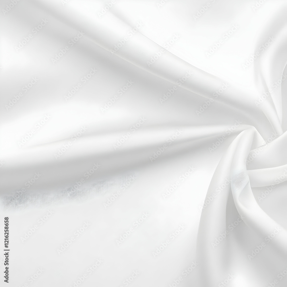 Poster smooth white fabric flows gently, creating elegant folds and soft curves with subtle textures.