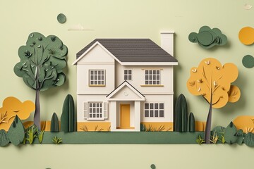 Concept a house illustrated in paper form for real estate