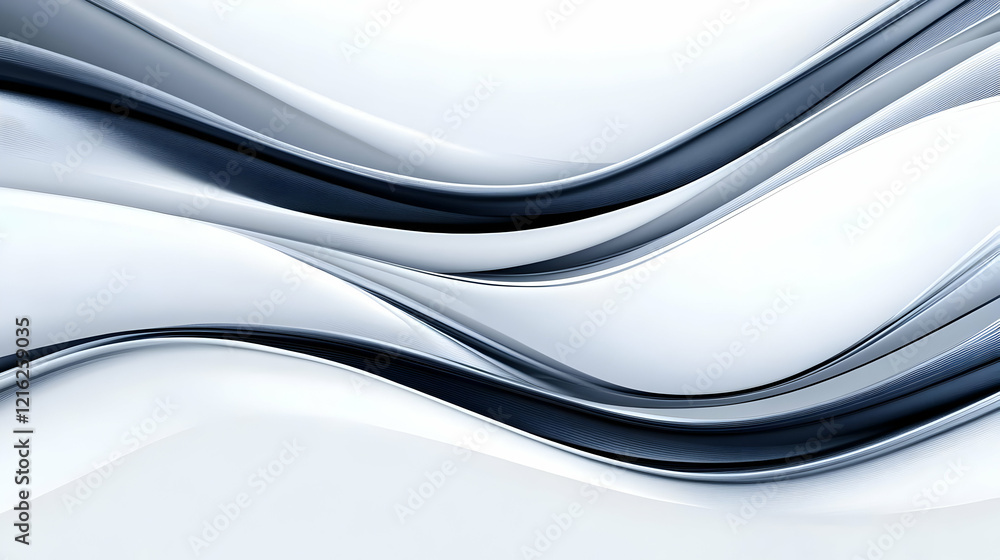 Poster abstract 3d flowing waves create a dynamic and elegant design in shades of blue and white