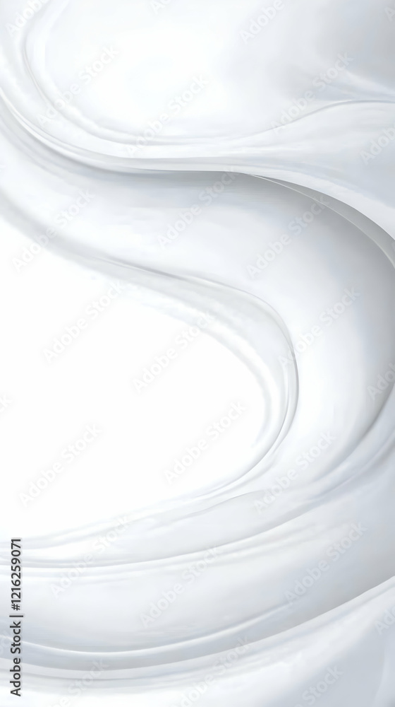 Aufkleber abstract white flowing fabric creates a smooth and elegant wave pattern gently on white backgroud.