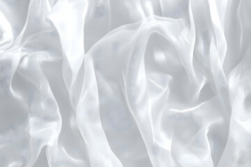 Obraz premium White sheer fabric flows gracefully, creating elegant folds and ripples, smooth and luxurious texture.
