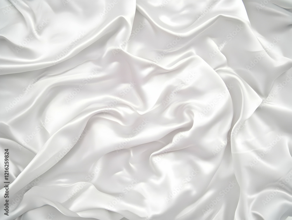 Poster white satin fabric flows smoothly and elegantly across the frame, creating a luxurious texture.
