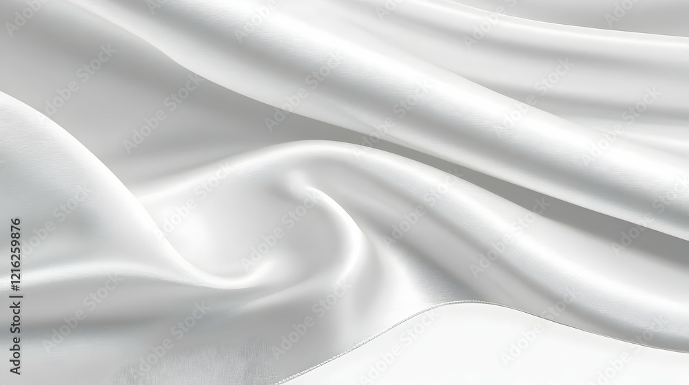 Aufkleber white silk fabric flows gently, creating elegant drapes and soft folds with smooth texture