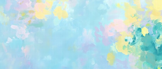 Abstract art background featuring soft pastel colors with a blend of blue, yellow, and green shades. Ideal for creative projects, wallpapers, and design templates.