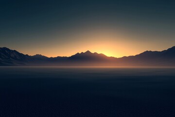 Fototapeta premium Salt Flats in Utah at sunrise, with mountains visible on the horizon. The warm, golden light casts long shadows over the salt desert floor