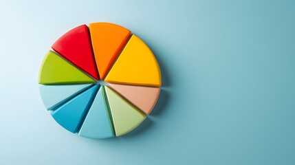Fototapeta premium Colorful clay circle graph illustrating voting preferences digital illustration bright blue background informative concept