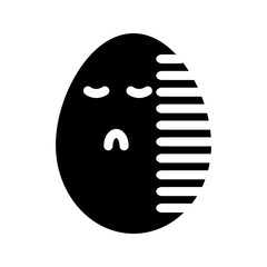 Easter egg with an unhappy expression, adding a playful twist to the holiday theme.