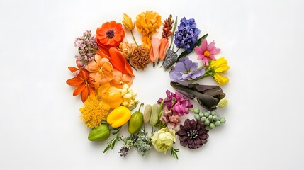 Fototapeta premium Colorful clay circle graph illustrating seasonal changes studio environment artistic display nature's palette