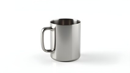 stainless steel mug isolated on pure white background