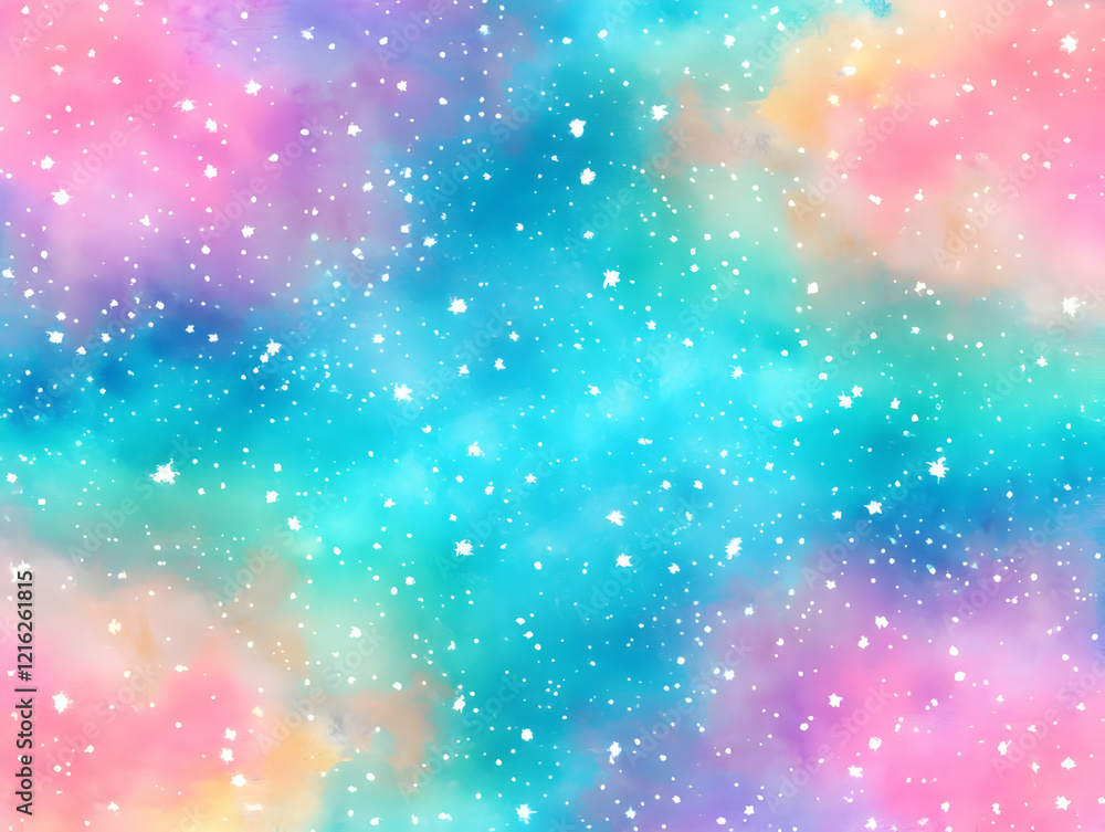 Poster abstract background displays colorful nebula with sparkling white stars spread smoothly and beautifu