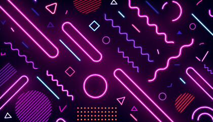 カラフルなネオンのポップなメンフィスデザイン背景