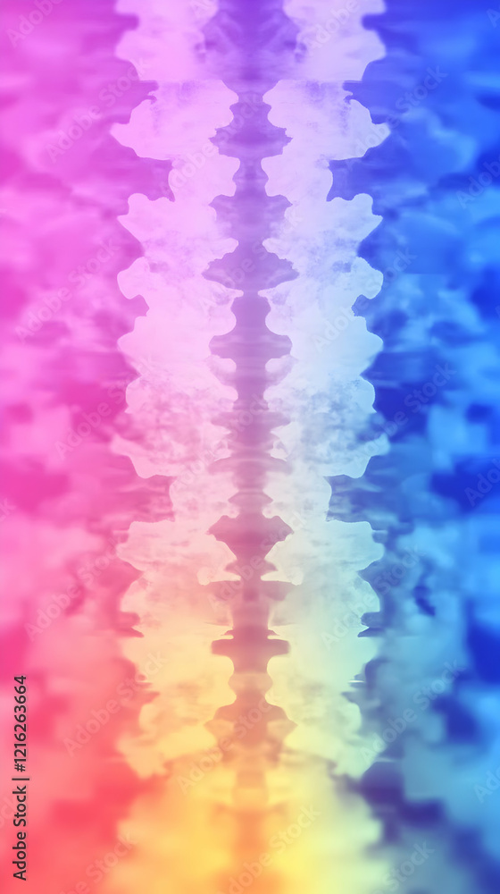 Poster abstract background displays vibrant rainbow colors with soft blur effect perfectly symmetrical