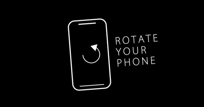 Please rotate your mobile horizontal to vertical and vice-versa. 4K overlay of phone rotate icon. Vertical to landscape mode rotation telling icon sign. Turn your device screen phone flip sign.