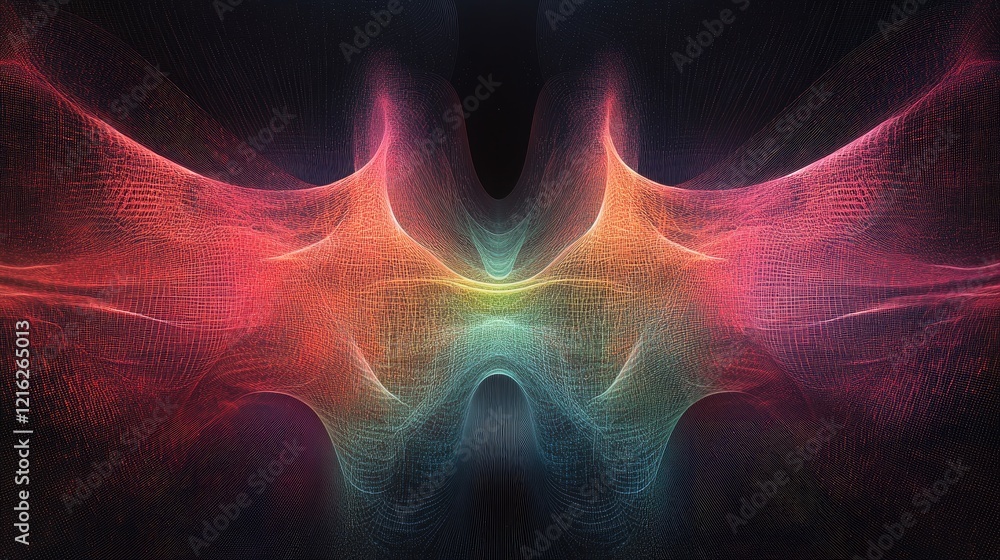 Aufkleber a glowing, abstract visualization of a quantum field, with interconnected particles in a digital spa