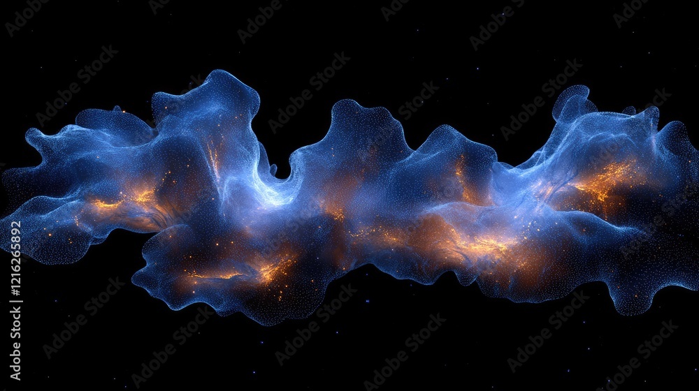 Aufkleber a glowing quantum entanglement model with interconnected particles forming an abstract digital shape