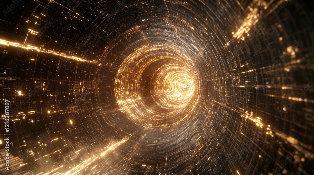 Poster a quantum state representation with particles suspended in space, glowing and interacting with digit