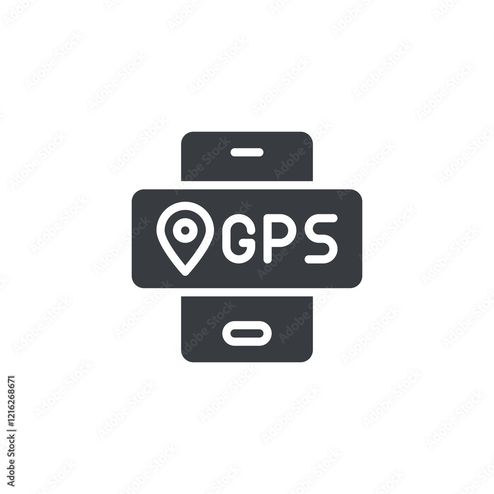 Poster smartphone screen with a navigation app vector icon