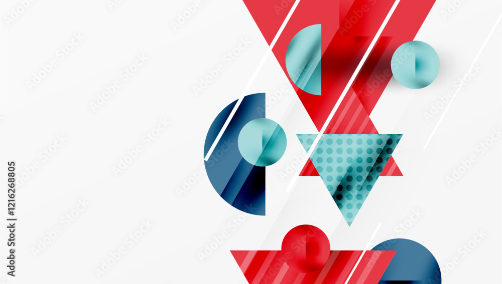 Poster Modern geometric background - overlapping triangles with smooth gradients and semi-transparency
