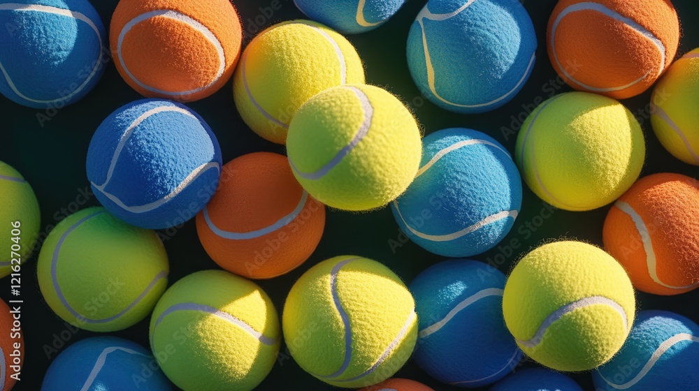 Aufkleber abstract arrangement of colorful tennis balls creating a playful pattern.