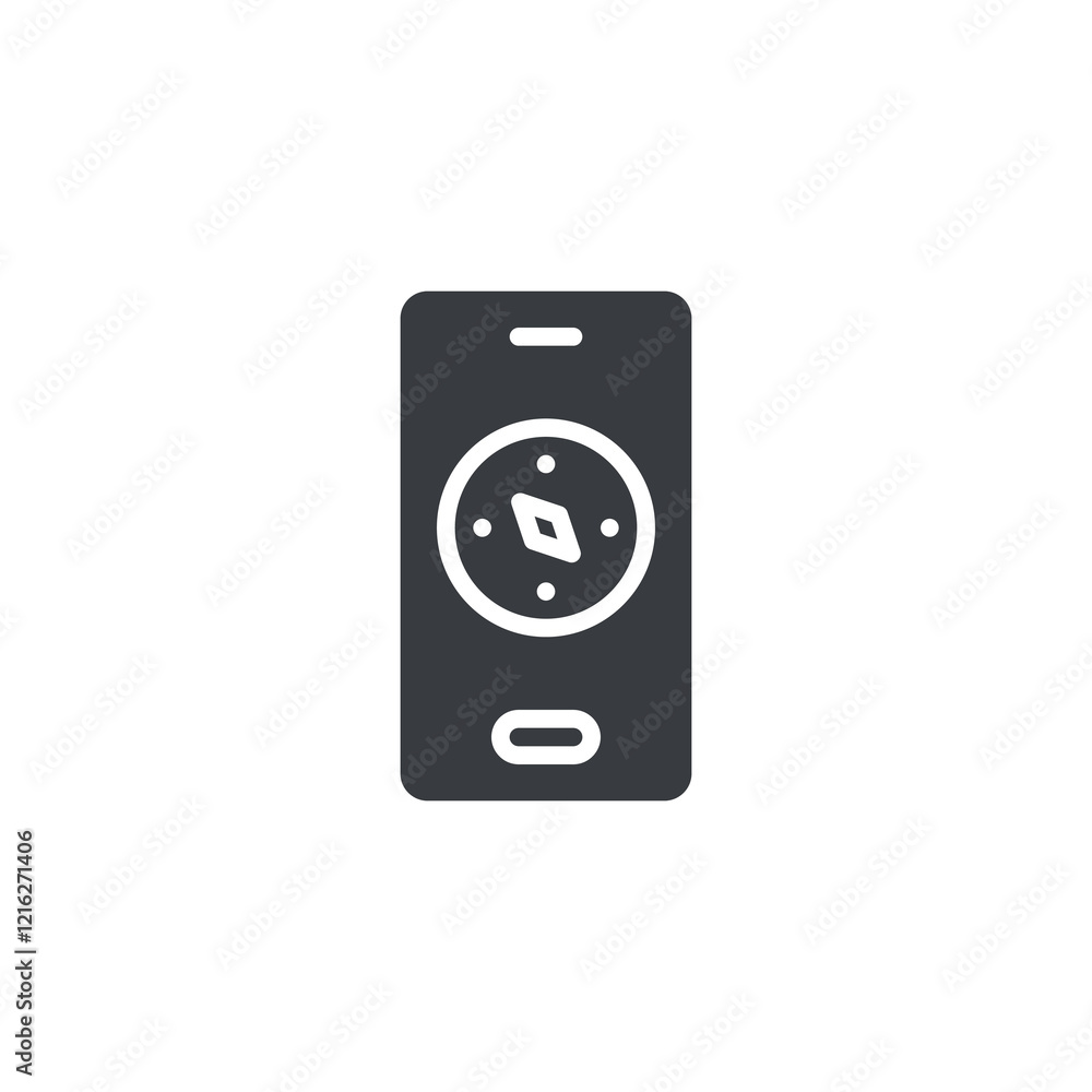 Aufkleber a smartphone displaying a digital compass vector icon