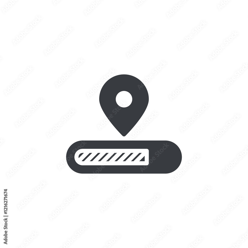 Poster a loading bar with a map pin vector icon